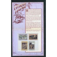 AUSTRALIA - Y 1224/27 (1991) - LENDAS LITERÁRIAS DE 1980 - FOLDER DE LUXO COM 4 SELOS E TEXTO EXPLICATIVO - CAVALOS, CRIANÇAS, ETC. SERIE COMPLETA E GOMA PERFEITA