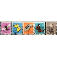 SUÍÇA - Y502/506 - PRÓ JUVENTUDE-BORBOLETA E INSETOS 1950 - SÉRIE COM 5 SELOS USADOS - ANO 2013 