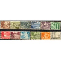 SUÍÇA - Y481/92 - SÉRIE CORRENTE-TÉCNICAS E PAISAGENS 1949 - SÉRIE COM 12 SELOS USADOS - ANO 2013 
