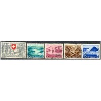 SUÍÇA - Y521/25 - PRÓ - PATRIA, BRASÃO E PAISAGENS 1952 - SÉRIE COM 5 SELOS USADOS - ANO 2013 