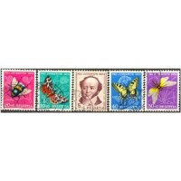SUÍÇA - Y553/57 - PR´JUVENTUDE,BORBOLETAS E INSETOS 1954 - SÉRIE COM 5 SELOS USADOS - ANO 2013 