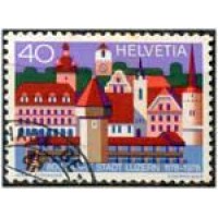 SUÍÇA Y1047 - 800 ANOS DA CIDADE DE LUZERN - ARQUITETURA 1978 - SELO USADO - ANO 2013