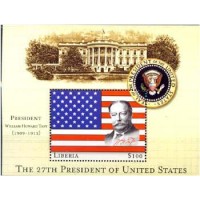 LIBÉRIA - 27° PRESIDENTE DOS USA WILLIAM HOWARD TAFT (1909/13) 2001 - BLOCO MINT - ANO 2013 