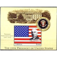 LIBÉRIA - 297 PRESIDENTE DOS USA WARREN GAMALIEL HARDING (1921/23) 2001 - BLOCO MINT - ANO 2013 