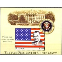 LIBÉRIA - 36° PRESIDENTE DO USA LYNDON B. JOHNSON (1963/69) 2001 - BLOCO MINT - ANO 2013 