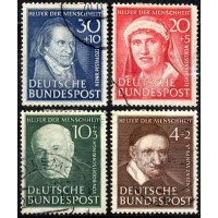 Alemanha Federal - Benfeitores da Humanidade - MI 143/146 - Y 29/32 (1951) BENFEITORES DA HUMANIDADE - SÉRIE 4 SELOS USADOS 