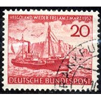 Alemanha Federal - Restituição de Heligoland - MI 152 - Y 37 (1952) COMEMORAÇÃO DA RESTITUIÇÃO DE HELIGOLAND A ALEMANHA - SELO USADO