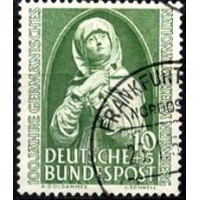 Alemanha Federal - MI 151 - Y 38 (1952) CENTENÁRIO DO MUSEU NACIONAL DE NUREMBERG - DETALHE DA MADONA DE NUREMBERG - SELO USADO