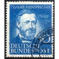 Alemanha Federal - MI 161 - Y 46 (1952) 75 º ANIVERSÁRIO DA INVENÇÃO DO TELEFONE - PHILIPP REIS -SELO USADO 