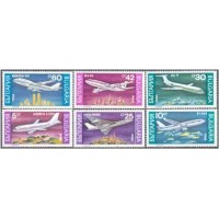 BULGÁRIA - ANO 2013  - Y3330/3335 (1990) - AVIÕES MODERNOS. AIRBUS 300 TUPOLEV TU. 204 - CONCORDE, DOUGLAS DC.9, LILLIOUCHINE IL.86, BOEING 747 - SÉRIE COM 6 SELOS MINT 