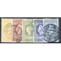 HOLANDA - Y 86+87+88+89+92 (1913) CENTENÁRIO DO RESTABELECIMENTO DA INDEPENDÊNCIA - EFIGIES DIVERSAS 12 1/2c+20c+25c+50c+5g - 5 SELOS USADOS E MUITO BONITOS DE UMA SÉRIE DE 12