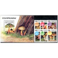 CAMBOJA - Y1455/1460+B31 (1997)-COGUMELOS DIVERSOS,SÉRIE COM 6 SELOS E BLOCO MINT - ANO 2013 