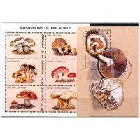 GRENADA - ANO 2013 - Y3122/3127+B-464 (1997) - COGUMELOS SÉRIE II 1° SELO:1D 50 AGARICUS SOLIDIPES,E NO BLOCO HÁ TAMBÉM UMA BORBOLETA,SÉRIE COM 6 SELOS EMITIDO EM FOLHINHA,E BLOC MINT