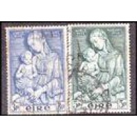 IRLANDA - Y 122/123 (1954) ANO MARIANO - A VIRGEM E O MENINO POR LUCCA SELLA ROBIA - SÉRIE 2 SELOS USADOS