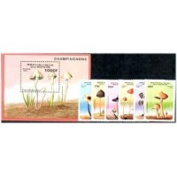 BENIN - ANO 2013 - Y710 CS/CX BL.29R (1996)-COGUMELOS,SÉRIE COM 6 SELOS MINT+BLOCO