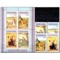 TANZÂNIA - ANO 2013 - Y285/88+BL.47 (1986)-ANIMAIS EM EXTINÇÃO,SÉRIE COM 4 SELOS MINT+BLOCO