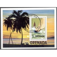 Grenada - Y 44 (1975) -JOGOS ESPORTIVOS PAN-AMERICANOS-REGATA-BLOCO USADO 