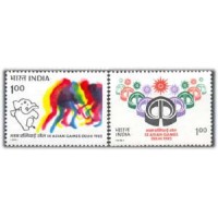 INDIA - Y676/677 (1981)-9° JOGOS ASIÁTICOS EM NOVA DELHI,LOGOTIPO E JOGADORES DE HOCKEY SOBRE GRAMA,SÉRIE COM 2 SELOS MINT ANO 2013