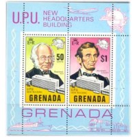 GRENADA - ANO 2013 GRENADA - BL.9 (1970)-NOVO EDIFÍCIO DA UNIÃO POSTAL UNIVERSAL EM BERNA,NA SUÍÇA ROWLAND HILL E ABRAHAM LINCOLN BLOCO MINT