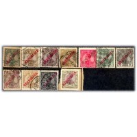 PORTUGAL - Y169/170/172/173(2X)/175/177(2X)/178/179/180 (1910)- EMANUEL 2° COM SOBRECARGA ''REPÚBLICA'' 11 SELOS (10 USADOS)