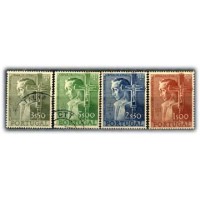 PORTUGAL - Y813/16 (1955)-4° CENTENÁRIO DA FUNDAÇÃO DE SÃO APOLO EM BRASIL,SÉRIE COM 4 SELOS (3 USADOS E 1 NOVO COM FERRUGEM - ANO 2013 