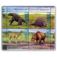 ARGENTINA - ANO 2013  - Y2228/31 (2001) - FAUNA PRÉ HISTÓRICA DO PERÍODO CENOZÓICO,SÉRIE COM 4 SELOS MINT SE-TENANT EM QUADRA