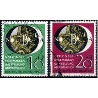 Alemanha Federal Usado - Y 27/28 - MI 141/142 (1951) EXPOSIÇÃO FILATÉLICA NACIONAL EM WUPPERTAL SÉRIE 2 SELOS USADOS