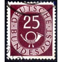 Alemanha Federal - Usado - Y 17 - MI 131 (1951-52) SÉRIE CORRENTE CORNETA POSTAL - 25p MARROM LILÁS USADO 