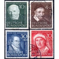 Alemanha Federal  - Y 29/32 - MI 143/146 (1951) BENFEITORES DA HUMANIDADE - SÃO VICENTE DE PAULA -HENRI PETALOZZI ETC- SÉRIE 4 BONITOS SELOS USADOS 