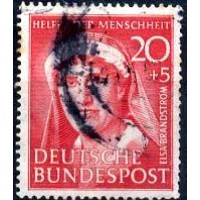 Alemanha Federal - Y 31- MI 145 (1951) BENFEITORES DA HUMANIDADE 20p + 5p VERMELHO - ELSA BRANDSTROM - SELO USADO - COM CARIMBO UM POUCO BORRADO 