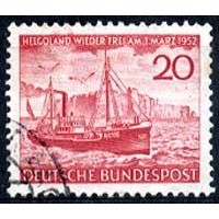 ALEMANHA FEDERAL - Usado - Y 37- MI 152 (COMEMORAÇÃO DA RESTITUIÇÃO D+E185E HELIGOLAND À ALEMANHA - NAVIO