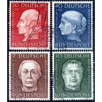 Alemanha Federal - Y 76/79 - MI 200/203 (1954) BENFEITORES DA HUMANIDADE - KAETHE KOLLWITS -BERTHA PAPPENHEIM- SÉRIE 4 LINDOS SELOS USADOS