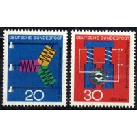 Alemanha Federal - Ciência - Y 378/379 (1966) 75 º ANIVERSÁRIO DA TRANSMISSÃO TRIFÁSICA E CENTENÁRIO DO PRINCÍPIO DO DÍNAMO ELÉTRICO - SÉRIE 2 SELOS MINT.