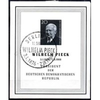 Alemanha Democratica - Y B-10 (1960) MORTE DO PRESIDENTE WILHELM PIECK -RETRATO - BLOCO COM CARIMBO D E1 º DIA