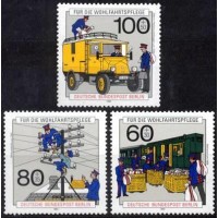 Alemanha Berlin - Y 837/39 (1990) - HISTORIA DOS CORREIOS E TELECOMUNICAÇÕES - SERIE 3 SELOS MINT