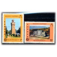 GUERNSEY - Y156/157 (1978)-TEMA EUROPA, MONUMENTOS HISTÓRICOS SÉRIE COM 2 SELOS MINT - ANO 2013