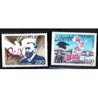 MONACO -  Y 1987/88 (1995) - TEMA EUROPA - PAZ E LIBERDADE - SERIE 2 SELOS MINT 