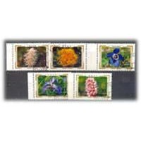 KOREA DO NORTE - USADO FLORA - Y2077/81(1989) - PLANTAS ALPINAS SÉRIE 5 SELOS USADOS