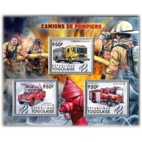 TOGO - CARROS DE BOMBEIROS,SÉRIE COM 3 SELOS MINT - ANO 2013