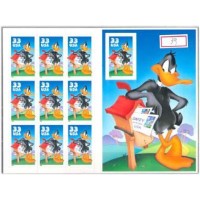 USA - 1999 - Y C-2890 - PERSONAGEM DE DESENHO ANIMADO ''DAFFY DUCK'' DA WARNERS BROS - CADERNETA COM 10 SELOS - MINT - AUTO ADESIVOS